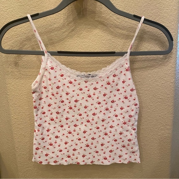 BRANDY MELVILLE Women Teens Floral Lace Cropped Tank Top Size One Size-Hem Cut - Picture 1 of 6